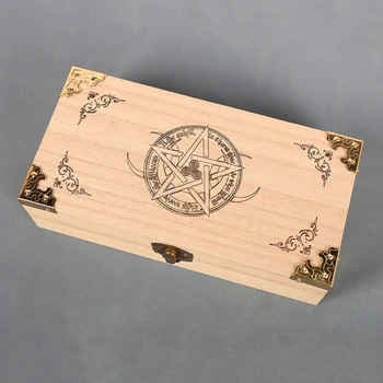 Drevené Tarot Karty Box Astrológia Čarodejnice Veštenie Prípade Skladovanie Taška Na Príslušenstvo, Hrá Karty, Cestovné Tarot Hra